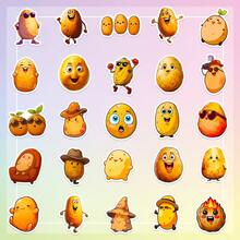 50Pcs Cute Potato Stickers For Water Bottles, Vinyl Waterproof Creative Vegetable Stickers For Laptop Luggage Computer Mobile Phone Guitar Skateboard, Stickers Pack For Teens Adults - Multicolor - View 3