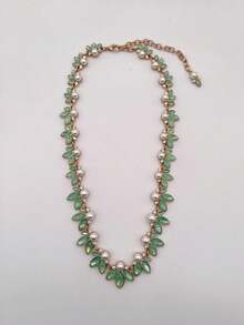 1 Pieza Cadena Verde Del Cuello Adecuada Para Uso Diario De Mujeres - Dorado - Ver 3