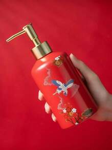 5入組傳統風格浴室套裝,包含陶瓷漱口杯、牙刷架、乳液瓶、肥皂盤,並附贈禮盒 - 酒紅色 - 查看 4