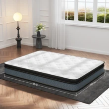 Queen Mattress 10" Memory Foam Mattress With Innerspring Hybrid Mattress In A Box Pressure Relief & Supportive - Blue - View 1