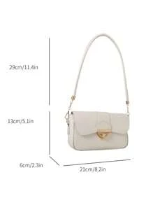 Retro Love Lock Crossbody Bag, Solid Color Shoulder Bag, Simple Handbag & Purse For Women - White - View 7