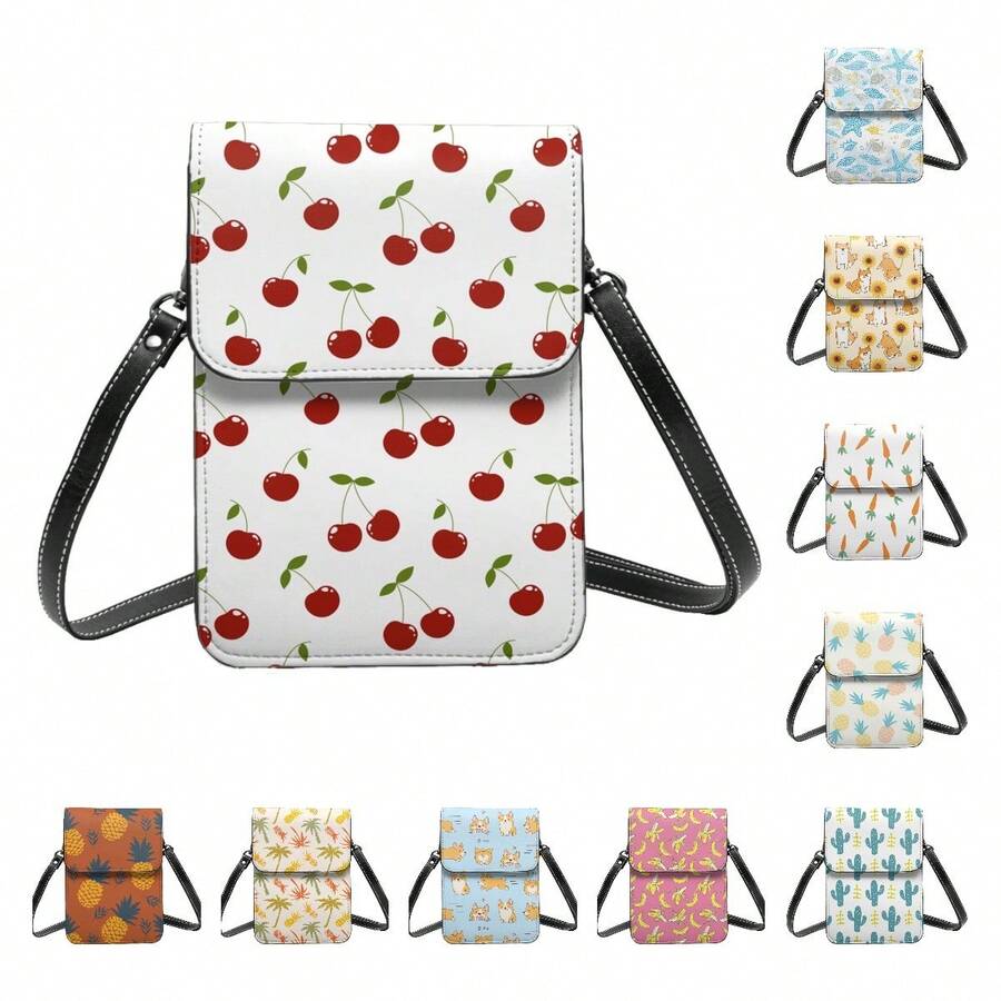 女士小型斜背包,手機套,錢包,肩袋,創意包皮革袋 - 白色 - 查看 1