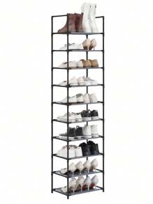 SONGMICS Scarpiera a 10 Ripiani, Scaffale Portascarpe, Organizzatore per Scarpe, 28 x 45 x 173 cm, Telaio in Metallo, Ripiani in Tessuto Non Tessuto, Corridoio, Camera da Letto, Grigio - Grigio - Visualizzare 8