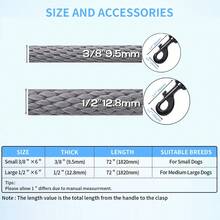 1條重型狗繩,強力編織繩繩,按鈕式鉤子狗牽引繩,適用於中小大型犬 - 灰色 - 查看 3