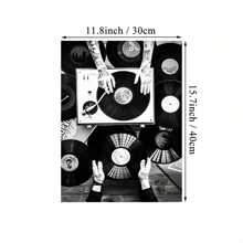 1 Pezzo Arte Da Parete Su Tela Con Dischi In Vinile, Stampa Ad Alta Definizione Di Immagini Di Giradischi Neri Su Tela Impermeabile. Arte Da Parete Su Tela Adatta A Casa Moderna, Soggiorno, Camera Da Letto, Ufficio, Classe, Bagno, Ristoranti, Cucina, Sala Da Pranzo. Poster In Bianco E Nero Con Musica Vintage, Dipinto Da Parete Di Dischi In Vinile. Regali Per Gli Amanti Della Musica- Senza Cornice.