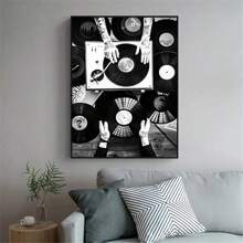 1 Pezzo Arte Da Parete Su Tela Con Dischi In Vinile, Stampa Ad Alta Definizione Di Immagini Di Giradischi Neri Su Tela Impermeabile. Arte Da Parete Su Tela Adatta A Casa Moderna, Soggiorno, Camera Da Letto, Ufficio, Classe, Bagno, Ristoranti, Cucina, Sala Da Pranzo. Poster In Bianco E Nero Con Musica Vintage, Dipinto Da Parete Di Dischi In Vinile. Regali Per Gli Amanti Della Musica- Senza Cornice.