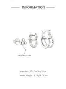 EleRunis Bộ 3 khuyên tai vòng tròn cổ điển bằng bạc Sterling 925 Cubic Zirconia mạ vàng 18K, khuyên tai xỏ sụn, khuyên tai đinh tán nhỏ, trang sức cao cấp cho phụ nữ, trang phục hàng ngày, đám cưới, ngày lễ tình nhân (Chỉ có 3Singles) - Bạc - Xem 8