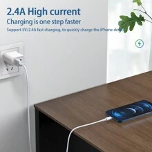 USB A轉Lighting充電線 [蘋果MFi認證] 3.3英尺，相容於 iPhone USB快速充電傳輸線，相容於 iPhone 14 13 13 Pro Max 12 12 Pro Max 11 XS XR X 8 iPad (白色) - 白色 - 查看 2