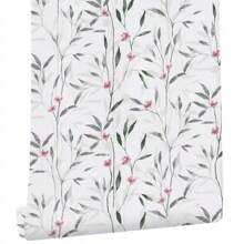 花卉自粘式壁紙,可移除接觸紙櫥櫃壁紙,置物架櫥櫃衣櫃抽屜裏襯家具貼紙 - 米色 - 查看 1