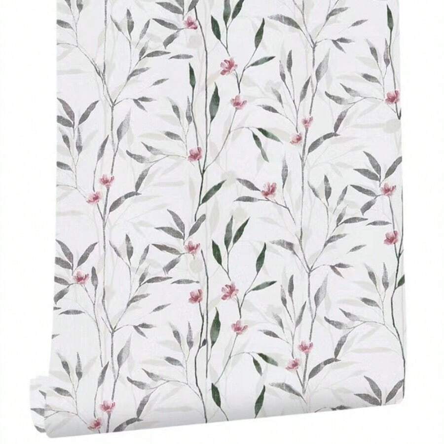 花卉自粘式壁紙,可移除接觸紙櫥櫃壁紙,置物架櫥櫃衣櫃抽屜裏襯家具貼紙 - 米色 - 查看 1