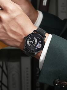 Tomi Reloj Para Hombre Que Funciona Con Pilas Secas Y Diseño De Engranaje Pequeño, Que Incluye Correa Reemplazable Y Caja De Regalo, Adecuado Para La Vida Diaria Y Las Vacaciones - Negro - Ver 7