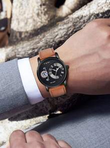 Tomi Reloj Para Hombre Que Funciona Con Pilas Secas Y Diseño De Engranaje Pequeño, Que Incluye Correa Reemplazable Y Caja De Regalo, Adecuado Para La Vida Diaria Y Las Vacaciones - Negro - Ver 8