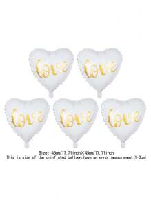 5入組18英寸「愛」字印花心形鋁箔氣球,適用於婚禮、情人節和派對裝飾 - 彩色 - 查看 4