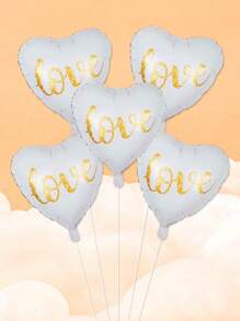 5入組18英寸「愛」字印花心形鋁箔氣球,適用於婚禮、情人節和派對裝飾 - 彩色 - 查看 2