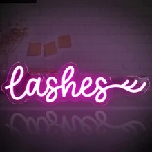 Lashes Neon Sign, Pink Neon Light Sign For Bedroom, Led Neon Sign Light For Wall Decor, Room Decor, Used For Eyelash Studio And Lash Salon Decoration - Pink - View 2