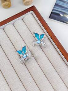 3入組藍色魚尾造型金屬髮夾，包含小號和大號海星髮夾、髮卡，適用於髮髻的髮飾配件 - 彩色 - 查看 7