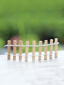 5 件裝苔蘚微景觀木柵欄,微型花園配件,木製工藝裝飾 - 彩色 - 查看 4