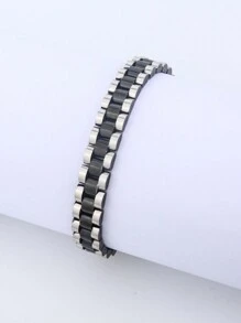 1pc Fashionable Business Style Stainless Steel Bracelet - Black - View 3