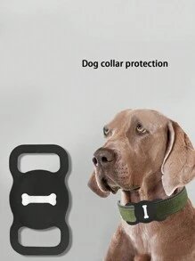 1pc Cute Dog Bone Shaped Silicone Tracking Device Protective Cover Compatible With Apple Airtag For Location Tracking - Black - View 2