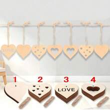 10入組8cm愛心木片,diy空白木片裝飾掛件,手繪掛件,情人節禮物 - 米色 - 查看 1