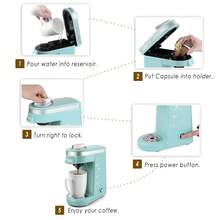 Chulux咖啡機單服咖啡沖泡機,兼容pods,茶葉pods,5-12oz杯子,12oz可拆卸水箱,120v 800w - 淺藍色 - 查看 3