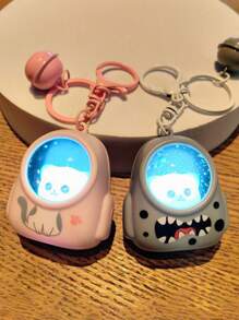 1 個可愛泰迪熊形狀背包燈鑰匙扣,卡通氛圍燈光禮物,適合手機、鑰匙、包袋 - 粉色 - 查看 5