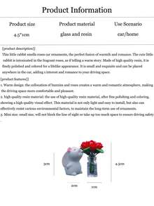 可愛浪漫的玫瑰花＆兔子汽車空氣出風口裝飾樓梯車內飾品 - 彩色 - 查看 5