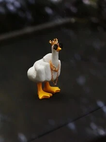 Interesting Middle Finger Duck Shaped Car Dashboard Ornament With Sunglasses And Chain, Car Interior Decorative Accessory