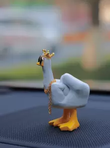 Interesting Middle Finger Duck Shaped Car Dashboard Ornament With Sunglasses And Chain, Car Interior Decorative Accessory