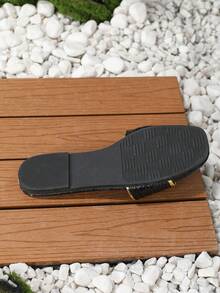 女士蝴蝶時尚度假風夏季宅配拖鞋 - 黑色 - 查看 6