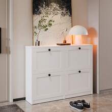 Vowner帶有4個翻轉抽屜的鞋柜,可存放16雙鞋,擺放於門廳、走廊及客廳的式鞋架