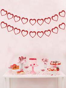 1入情人節主題派對裝飾紅色中空心形橫幅 - 紅色 - 查看 3