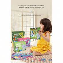 128 块儿童拼图，纸质材料，创意拼图益智玩具，儿童礼物，不对称形状拼图玩具，适合 3-6 岁、8-10 岁男孩和女孩的学习益智玩具 - 淺藍色 - 查看 5