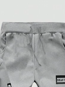 4 Seasons Stand Collar Jacket, Zipper Front Coat, Shoulder & Chest Printed Top, Men's Sports Suit Set