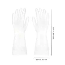 1對透明家用清洗手套,適用於洗碗、洗衣、廚房,具有耐用、厚實、防水功能 - 無色 - 查看 2