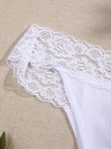 3pcs Lace Flower Pattern Sexy Thongs, Low Rise - Multicolor - View 6