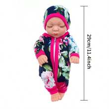 11.4-Inch Realistic Silicone Baby Doll Pacifying Reborn Doll With Soft Vinyl Body, Children Soft Toys Birthday Present And Home Ktv Decoration - Big Flower Khaki With Eyes Closed - View 5