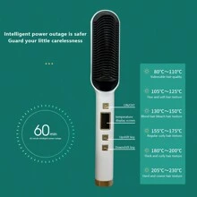 液晶顯示熨髮梳,2合1直/曲,負離子技術,不損傷捲髮棒 - 白色 - 查看 2