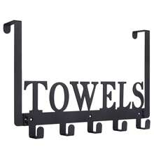 1pc Over The Door Rack With 5 Hooks For Bathroom Bedroom Kitchen, Door Mount Towel Holder, Rustproof And Waterproof Multifunctional Decorative Hanging Shelf - Black - View 1