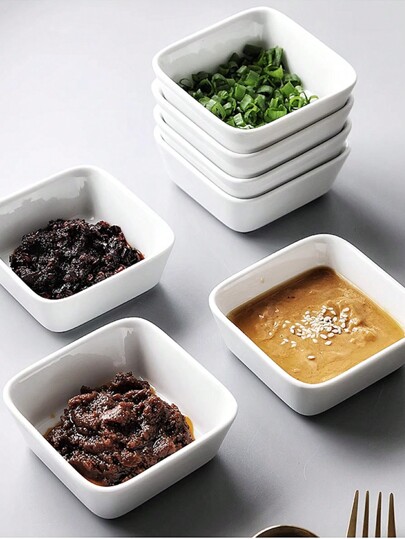 Juego de 6 platos de cerámica para mojar, platos para salsa, platos para condimentos para salsa de soja, salsa de tomate, barbacoa, sushi, fiestas, cocina, cocina, regalo de Navidad