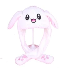 LED發光毛絨兔帽，帶有有趣發光和移動耳朵，適用於女性，萬聖節服裝，聖誕派對，感恩節派對，生日禮物（手持式卡式面板，配有白色破裂標籤以啟動LED燈） - 白色 - 查看 7