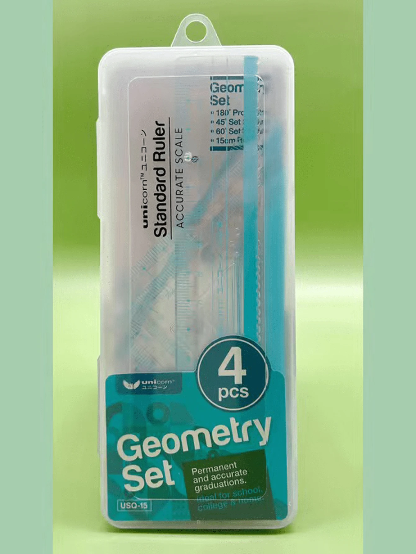 Student Drawing Set Ruler Plastic Straight Ruler Triangle Protractor Set Ruler Learning Stationery Plastic Box Set Ruler - Blue - View 1