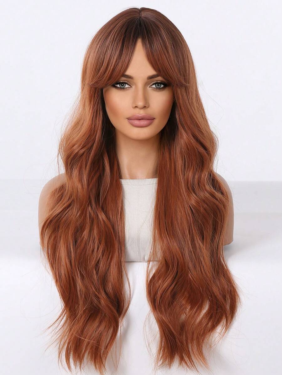 Ginger Copper Orange Gradient Long Wavy Hair 26inch With