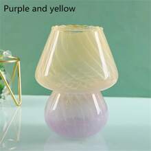 1入組玻璃花瓶蠟燭台兩用,可愛的蘑菇桌燈小花瓶,餐桌ins風格裝飾家居花瓶 - 彩色 - 查看 9