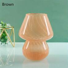 1入組玻璃花瓶蠟燭台兩用,可愛的蘑菇桌燈小花瓶,餐桌ins風格裝飾家居花瓶 - 彩色 - 查看 11