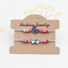 2pcs Kids' Cute Butterfly Charm Bracelets - Blue - View 1