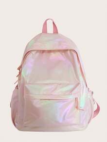 粉色时尚大容量笔记本电脑背包轻便休闲背包，适合旅行、工作、徒步旅行、防水大学书包校园电脑背包，可装学校用品或节日礼物 - 粉色 - 查看 1