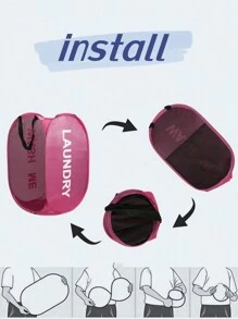 中號可折疊洗衣籃,時尚設計,網布玩具和髒衣服收納組織,適用於嬰兒和兒童 - 薄荷藍 - 查看 3