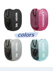 中號可折疊洗衣籃,時尚設計,網布玩具和髒衣服收納組織,適用於嬰兒和兒童 - 薄荷藍 - 查看 2