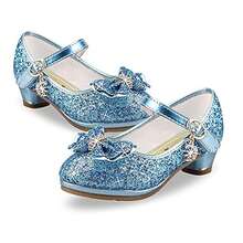 Girls Princess Shoes Sequins Sweet Bows High Heels Wedding Party Dress Shoes Dance Bright Diamond Cosplay Christmas Festival Shoes Pink Blue Purple Gold Silver - 藍色 - 查看 6